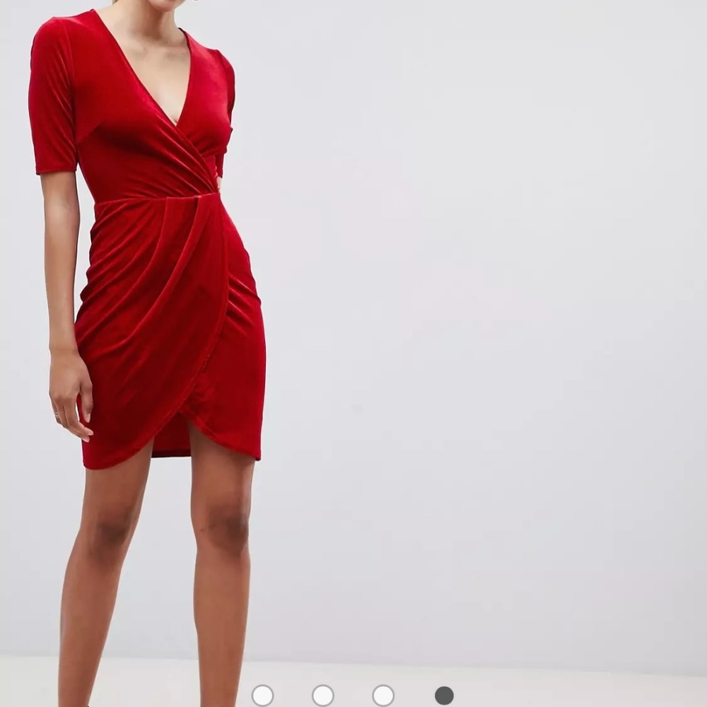 NWT Red Club L Velvet Wrap Dress US 10